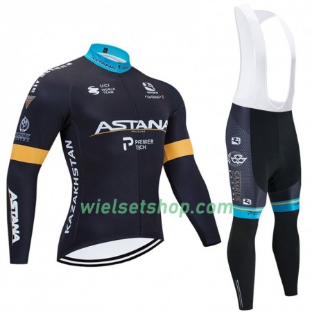 Fietskleding (Fietsshirt Lange Mouw + Lange Koersbroek) 2020 Astana Pro Team N002